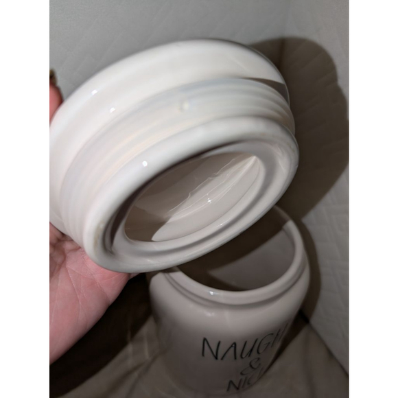 Rae Dunn White & Black "Naughty & Nice" Food Storage Jar One Size - Picture 7 of 9